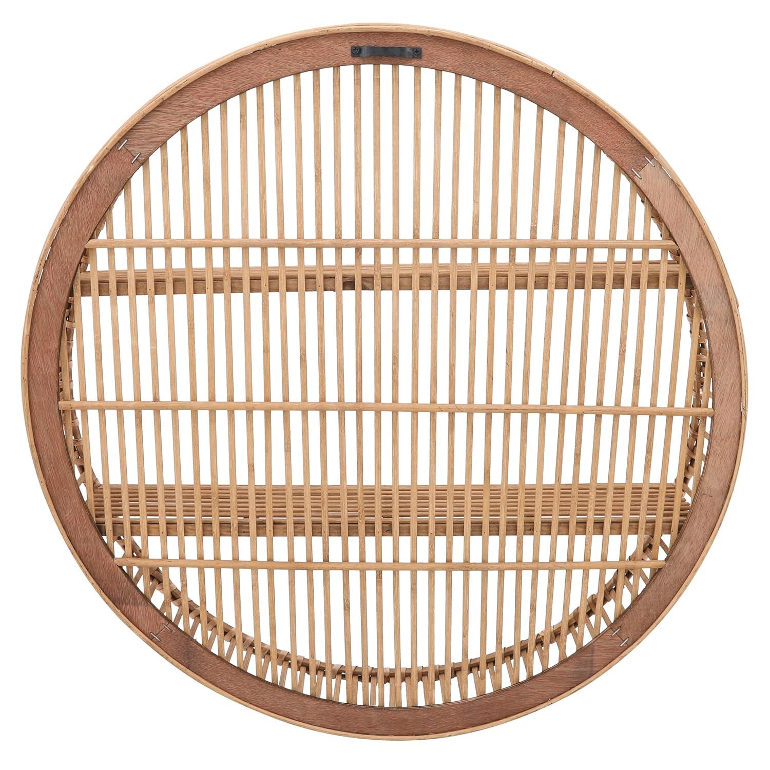 5"Wx31" Diameter, Bamboo Wall Shelf, Natural Finish, Rustic and Decorative Storage Solution for Bedroom, Bathroom,