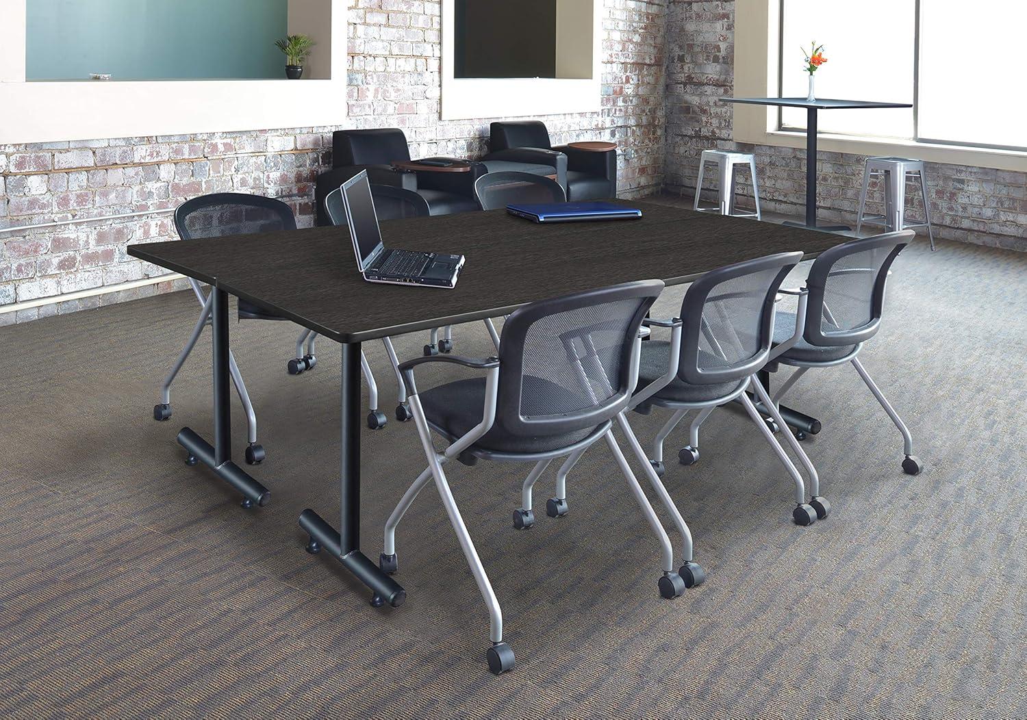 Ash Grey 84" Rectangular Training Dining Table with Black T-Base