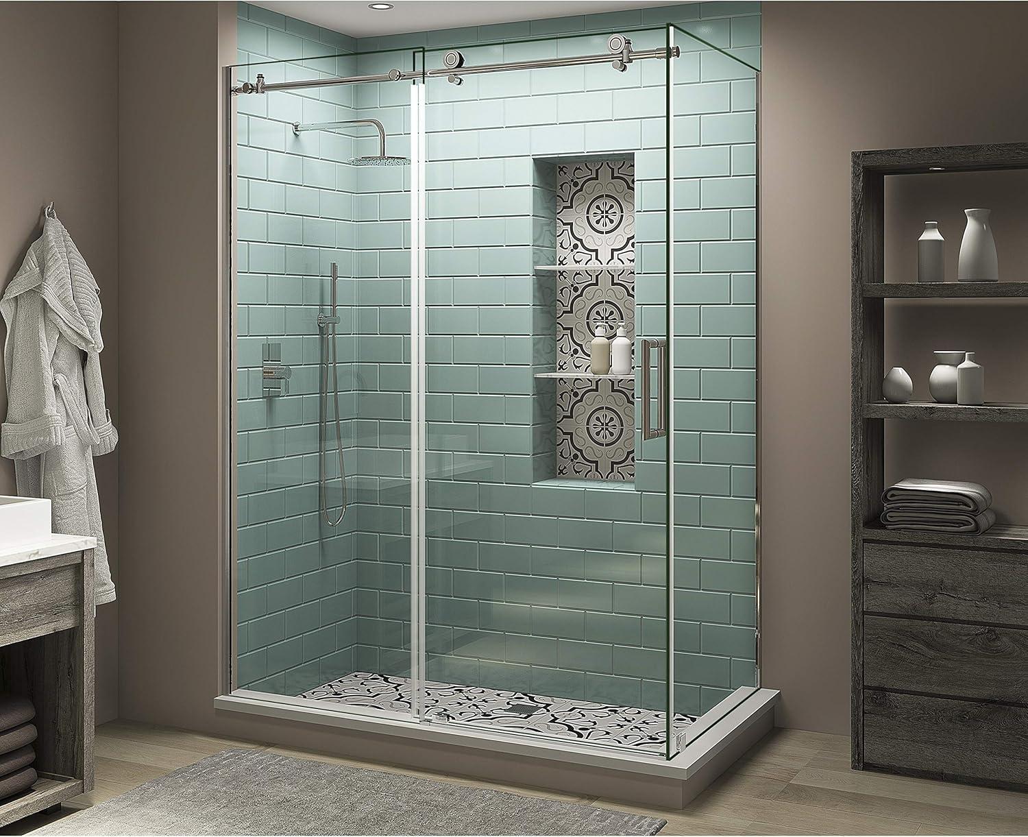 Coraline XL Frameless Chrome Sliding Shower Enclosure with Clear Glass