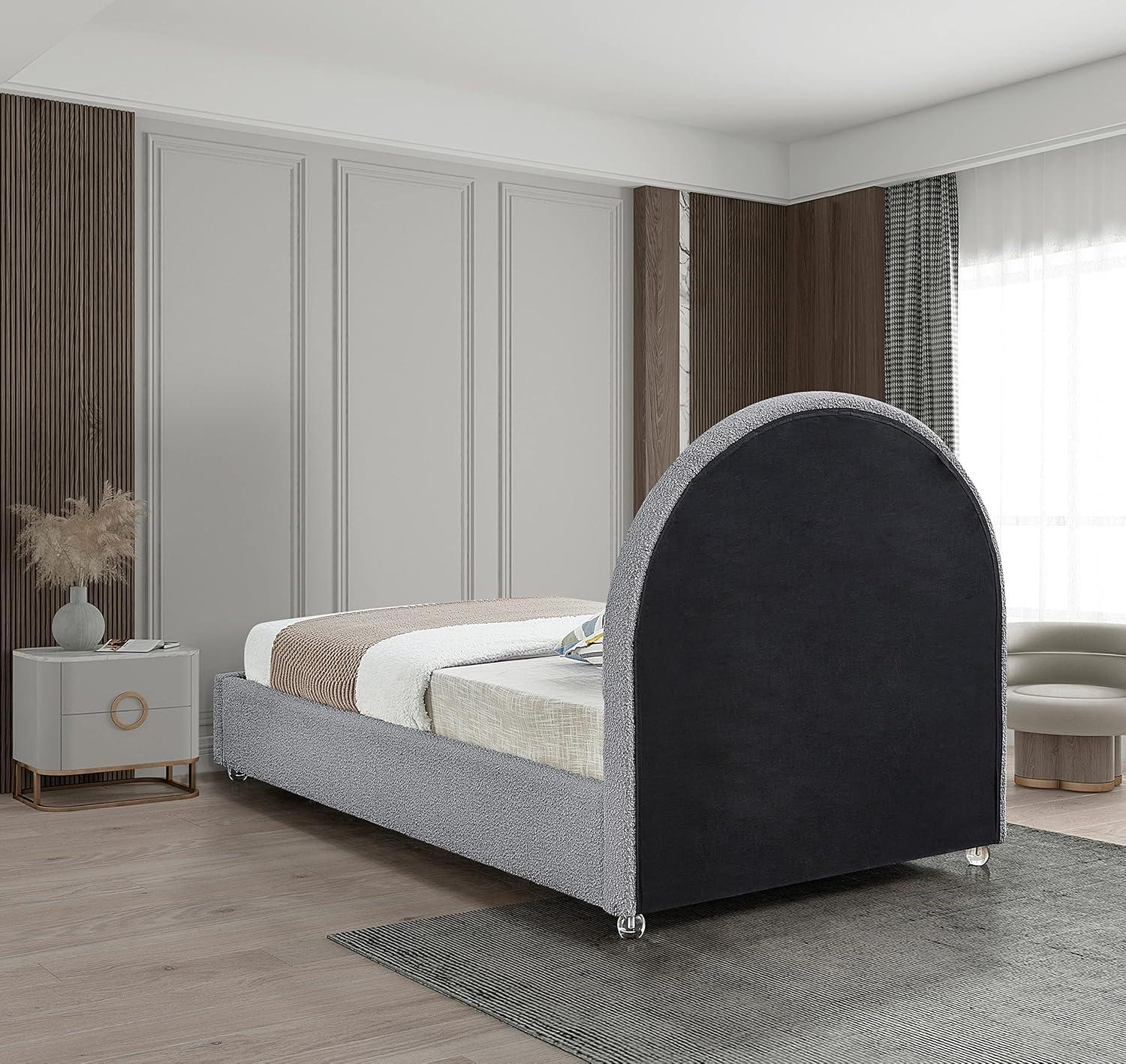 Meridian Furniture Milo Grey Fabric Twin Bed