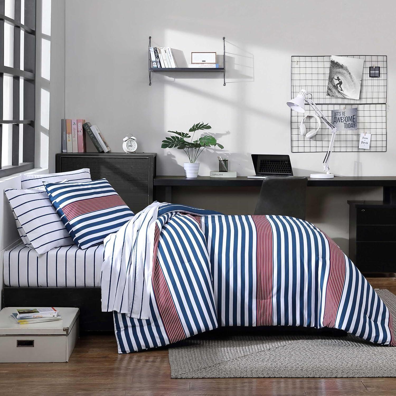 Nautica Kennedy Stripe Reversible Navy Comforter Set