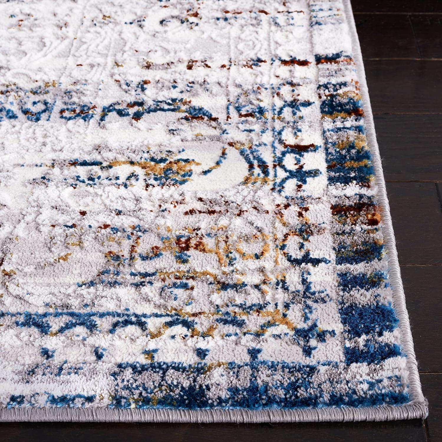 Amelia ALA298 Power Loomed Area Rug - Gray/Blue Gold - 8'x10' - Safavieh.