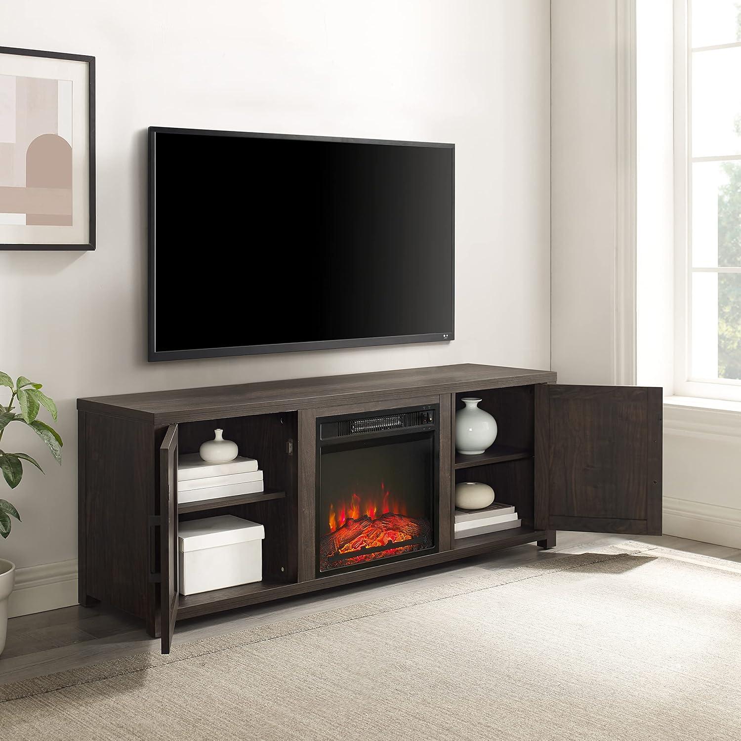 58" Gordon Low Profile TV Stand for TVs up to 65" with Fireplace Dark Walnut - Crosley