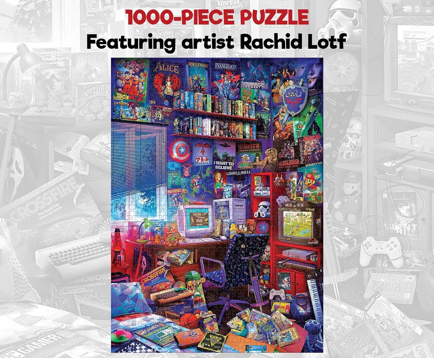 Toynk '80s Game Room Pop Culture 1000 Piece Jigsaw Puzzle By Rachid Lotf