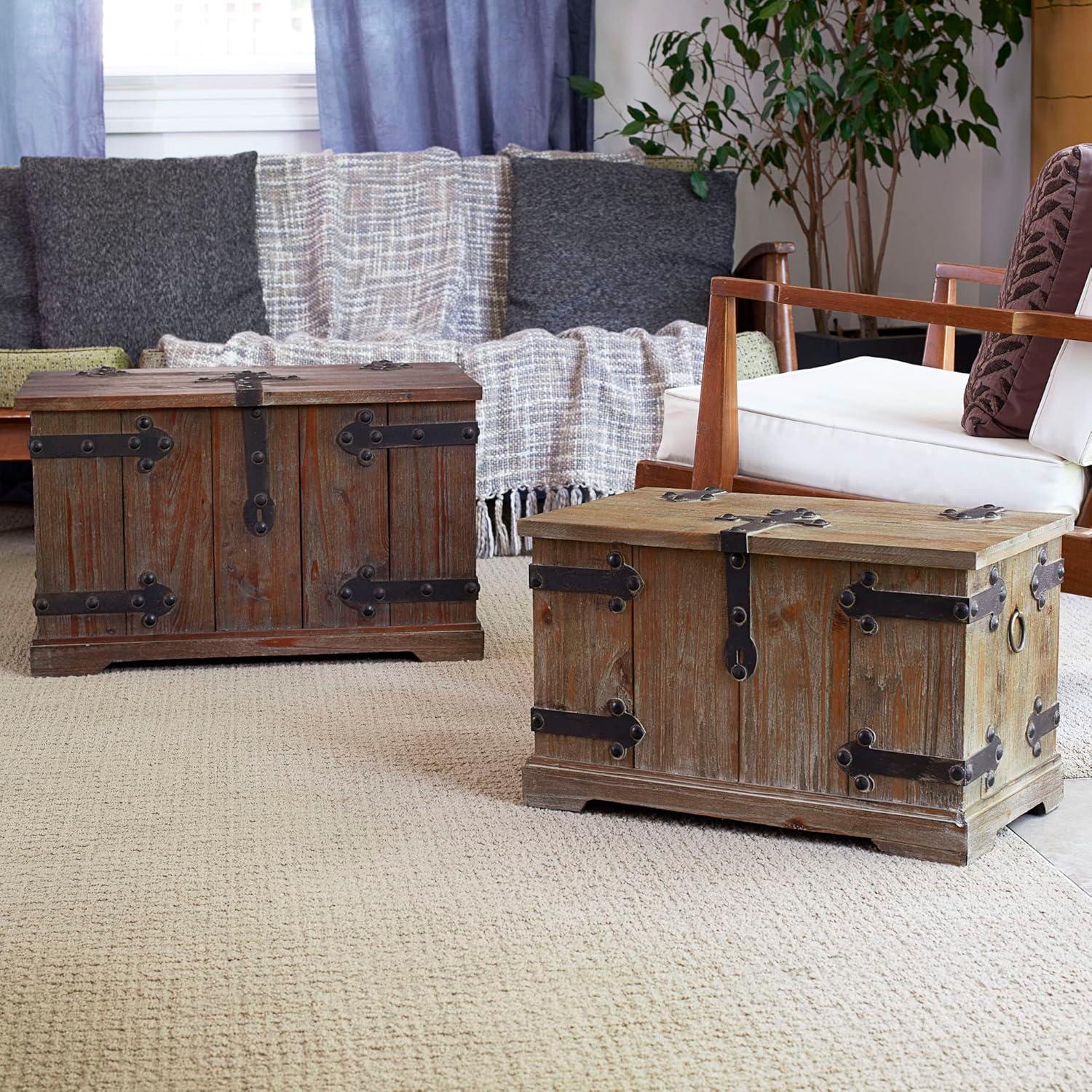 Household Essentials 2 Piece Wood Accent Trunk