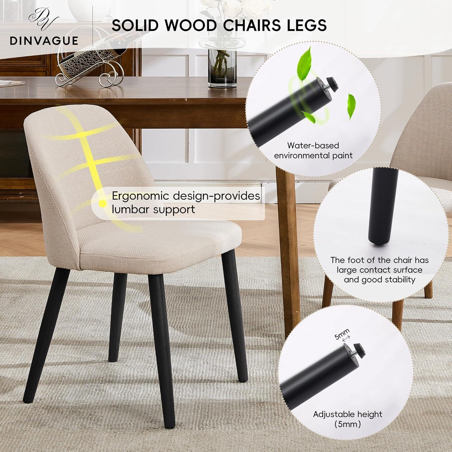 Dining Chairs Set of 2,Fabric Upholstered and Solid Wood Legs,Modern Room Dining Chairs,Thick Cushions Seat,Easy Assembly for Dining Room Living Room Bedroom Kitchen(Green)