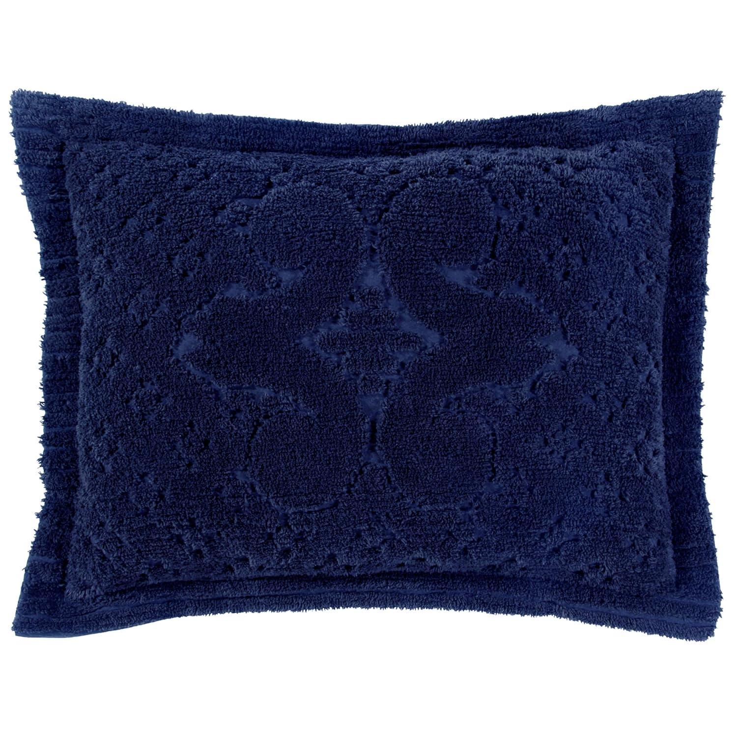 Standard Ashton Collection 100% Cotton Tufted Unique Luxurious Medallion Design Pillow Shams Navy - Better Trends