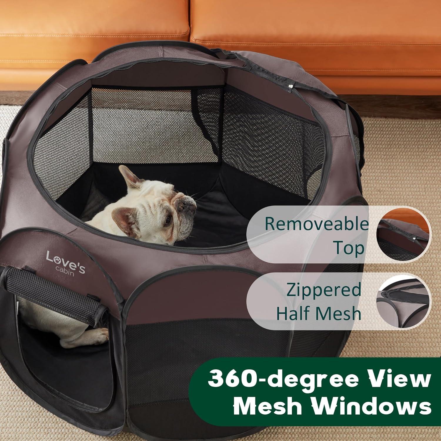 Pet Puppy Dog Playpen, Small Dog Tent Crates Cage Indoor/Outdoor, Portable Playpen For Dog And Cat, Foldable Pop Up Dog Kennel Playpen With Carring Case, Removable Zipper Top