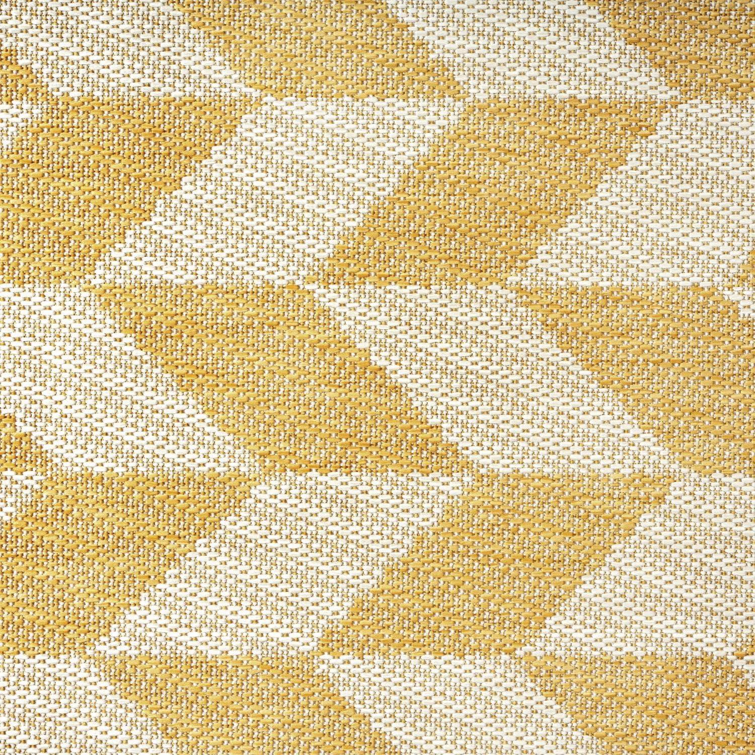 NICOLE MILLER NEW YORK Patio Country Calla Herringbone Indoor/Outdoor Area Rug, Yellow/Cream