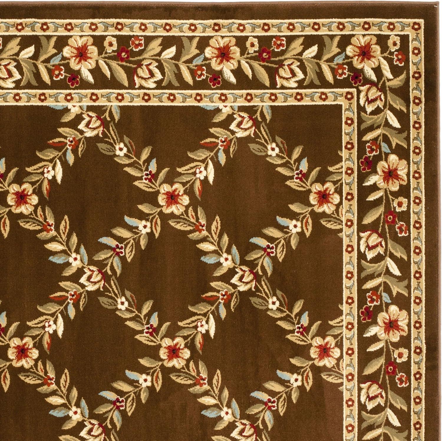 Elegant Traditions Easy-Care Brown Synthetic 6'7" Square Area Rug