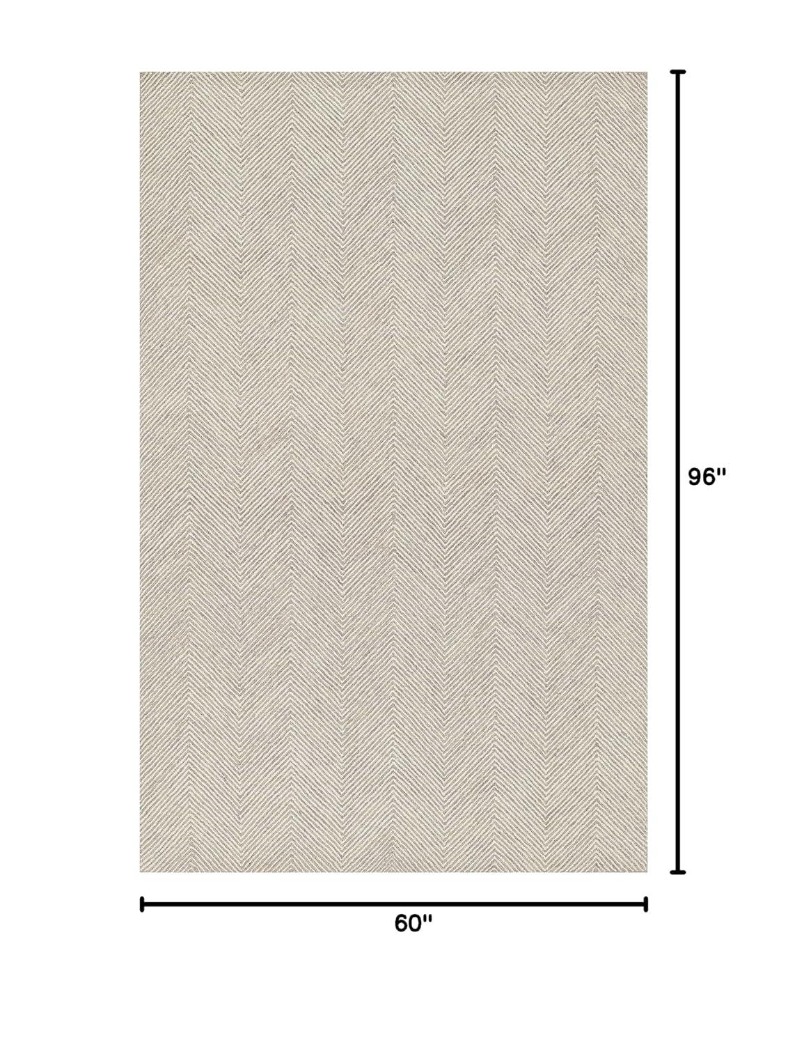Wheaton Chevron Handmade Tufted Wool Taupe Area Rug