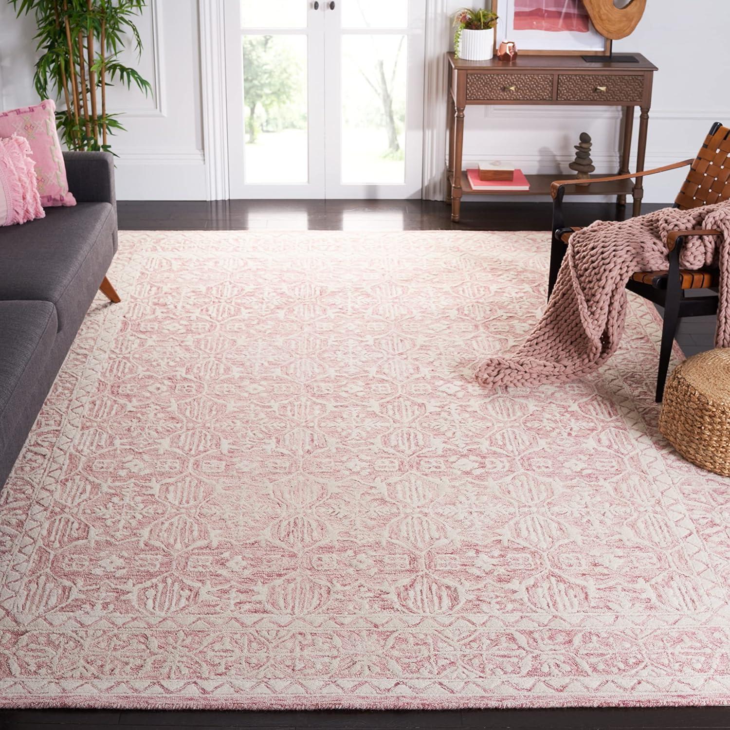 Metro MET903 Hand Tufted Indoor Area Rug - Dark Pink/Ivory - 6'x6' - Safavieh