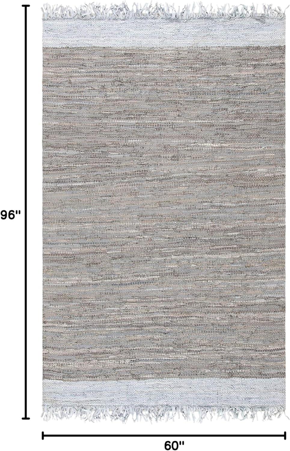 Vintage Leather VTL310 Hand Woven Indoor Area Rug - Light Grey/Taupe - 5'x8' - Safavieh
