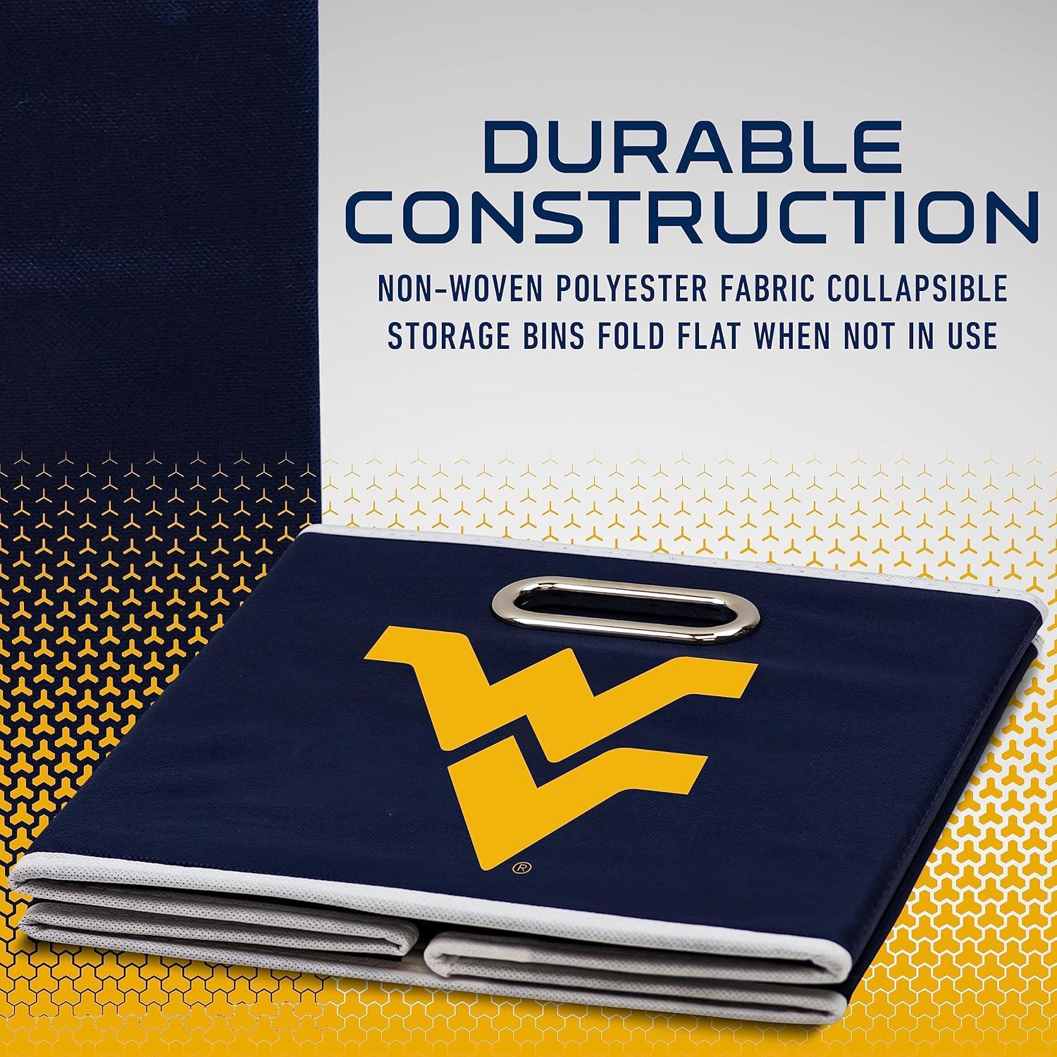 West Virginia University Navy Blue Cotton Fabric Storage Cube