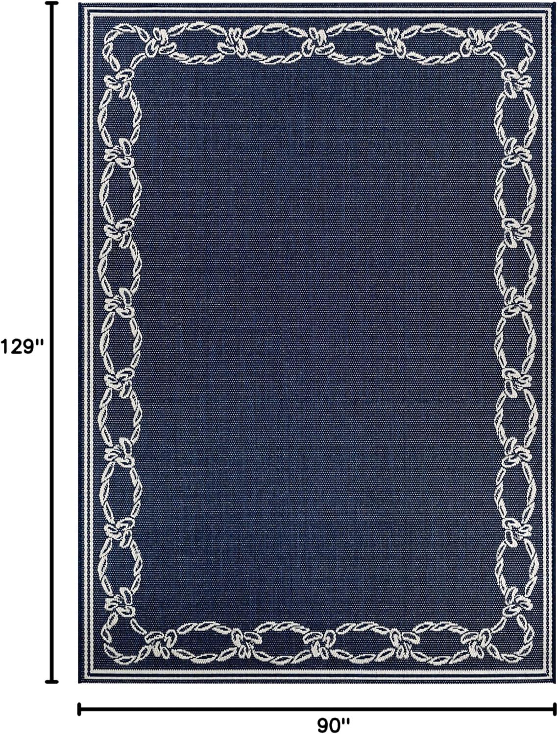 Couristan Recife Rope Knot Area Rug, 7'6" x 10'9", Ivory-Indigo