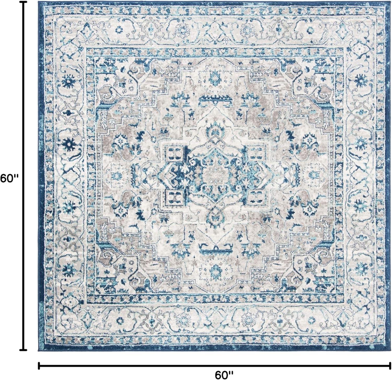 Brentwood BNT851 Power Loomed Indoor Area Rug - Light Grey/Blue - 5'x5' - Safavieh