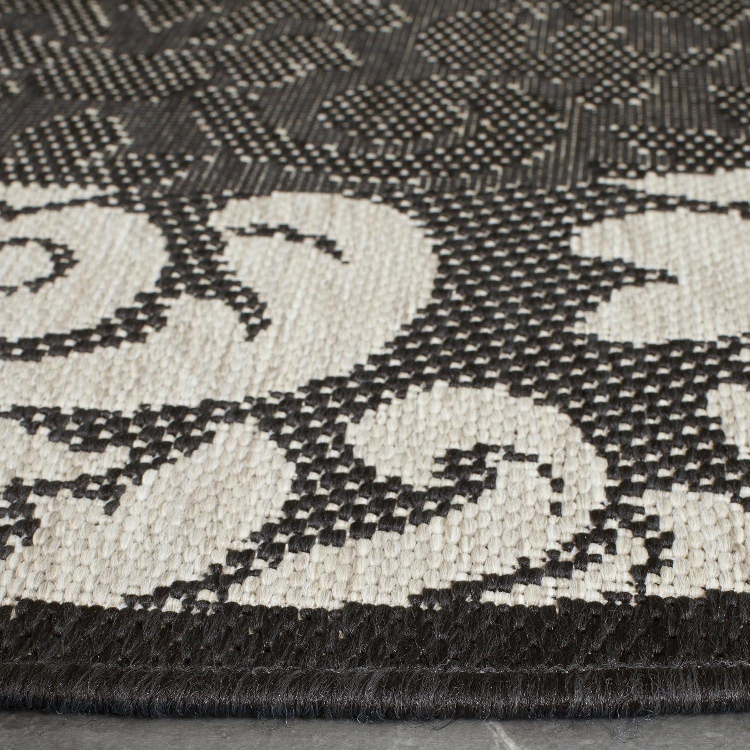 SAFAVIEH Courtyard Dani Damask Bordered Indoor/Outdoor Runner Rug, 2'3" x 6'7", Brown/Natural