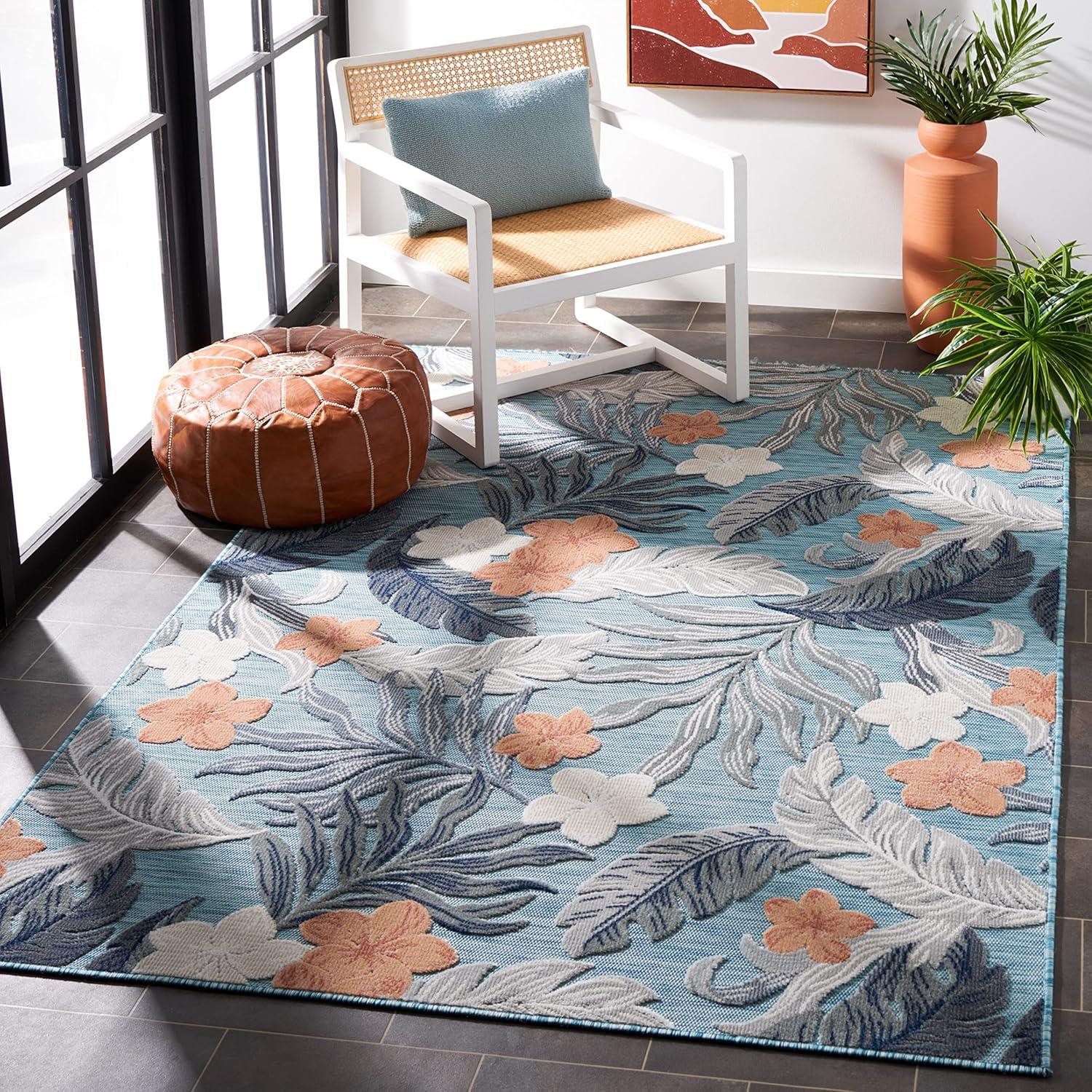 Cabana CBN456 Loomed Indoor/Outdoor Area Rug - Blue/Grey - 5'1"x7'6" - Safavieh