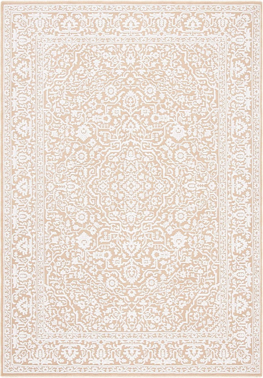 Handmade Ivory Rectangular Wool and Synthetic 4' x 6' Area Rug