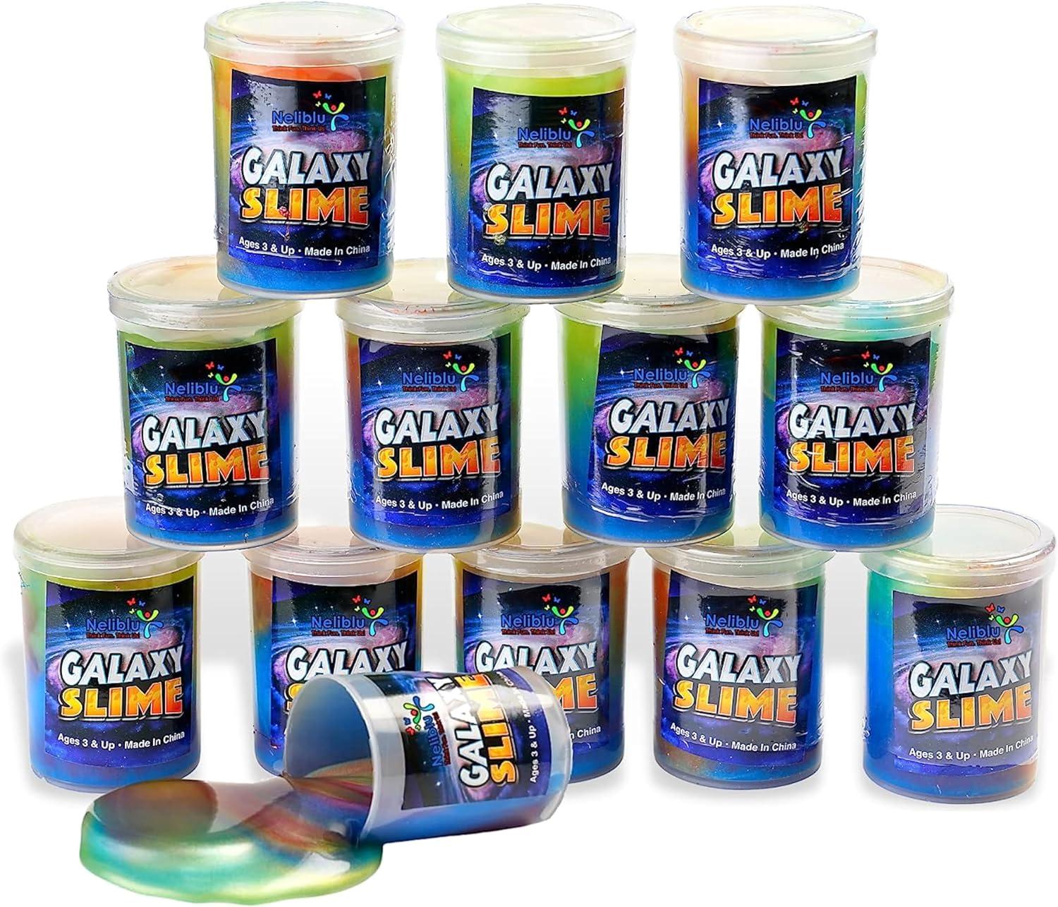 12-Pack Multicolor Galaxy Slime Party Favors Set