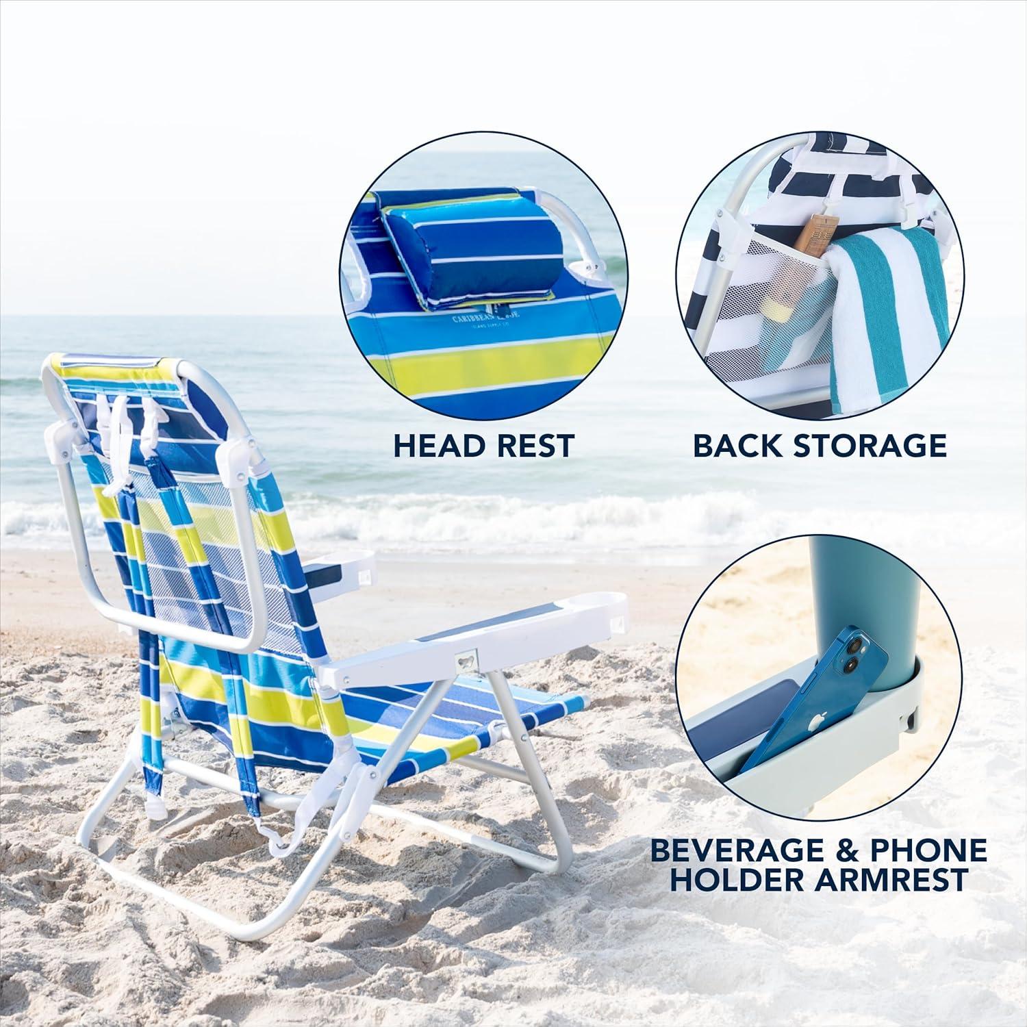 Caribbean Joe Oversized Deluxe Backpack Outdoor Portable Beach Chair - Bold Stripe