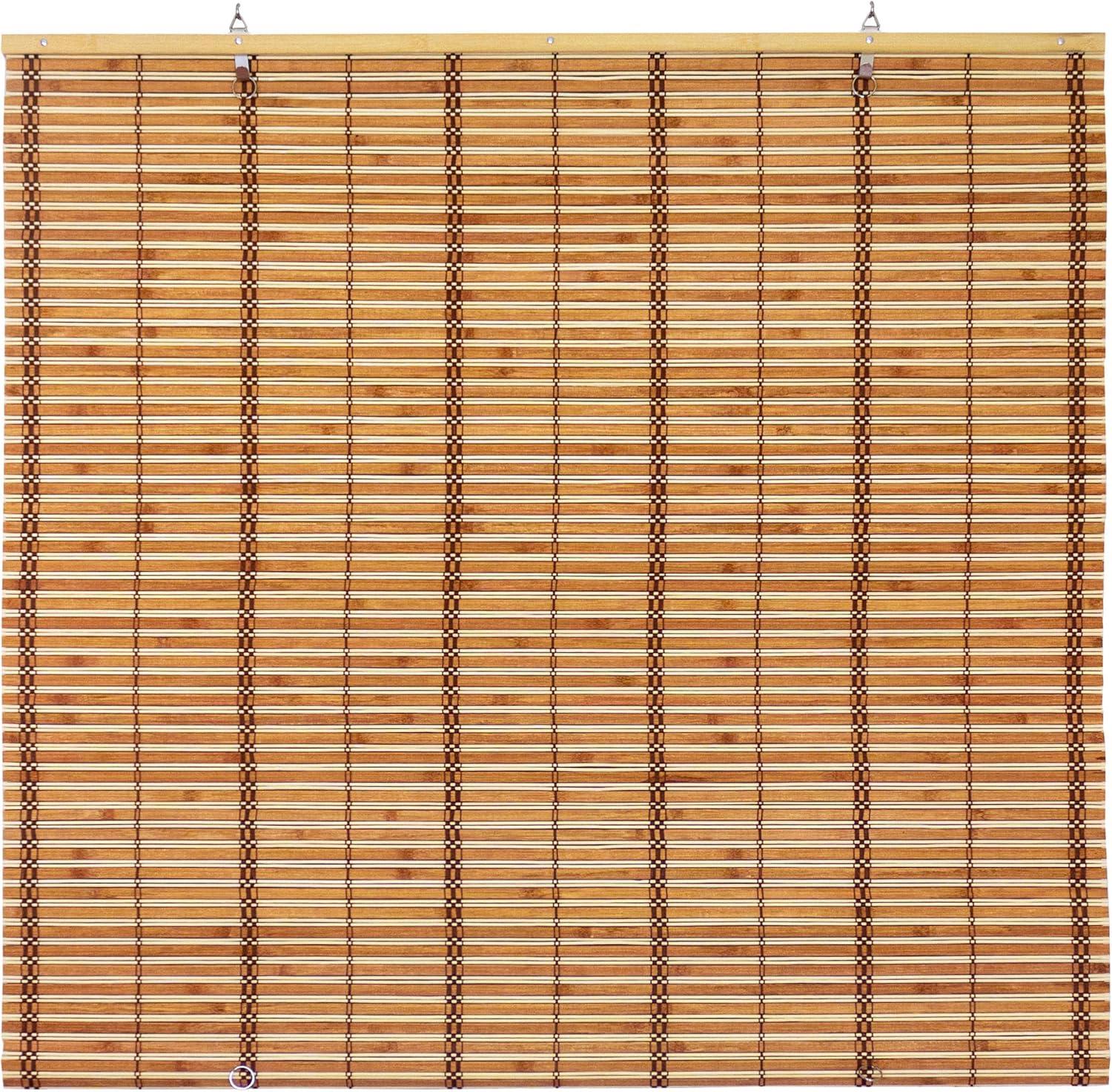 Burnt Bamboo Cordless Window Shade - Two-tone Honey 48" W