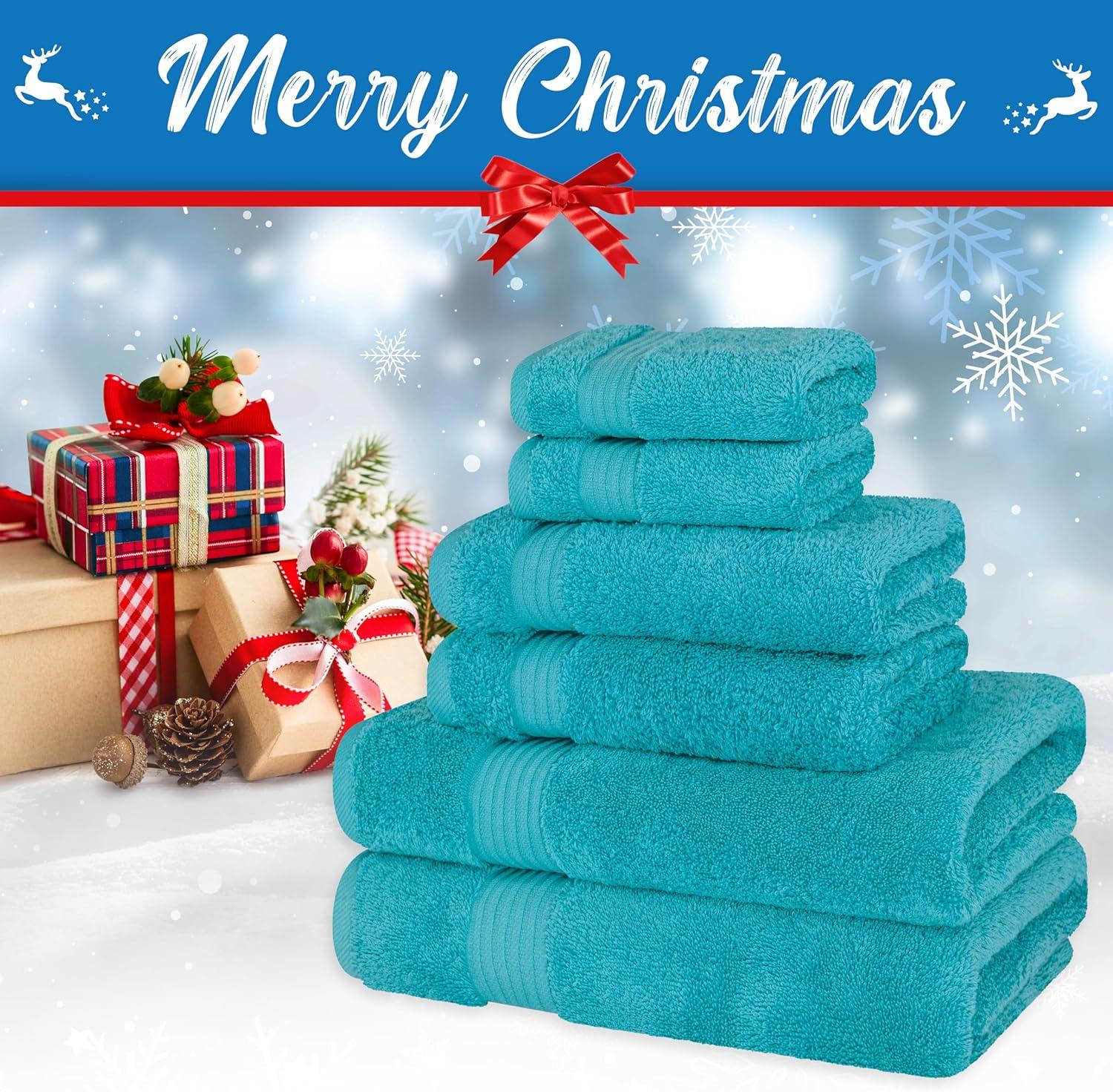 American Soft Linen Turkish Premium Quality 100% Cotton 6 Piece Towel Set, Soft Absorbent Quick Dry Bath Towels for Bathroom