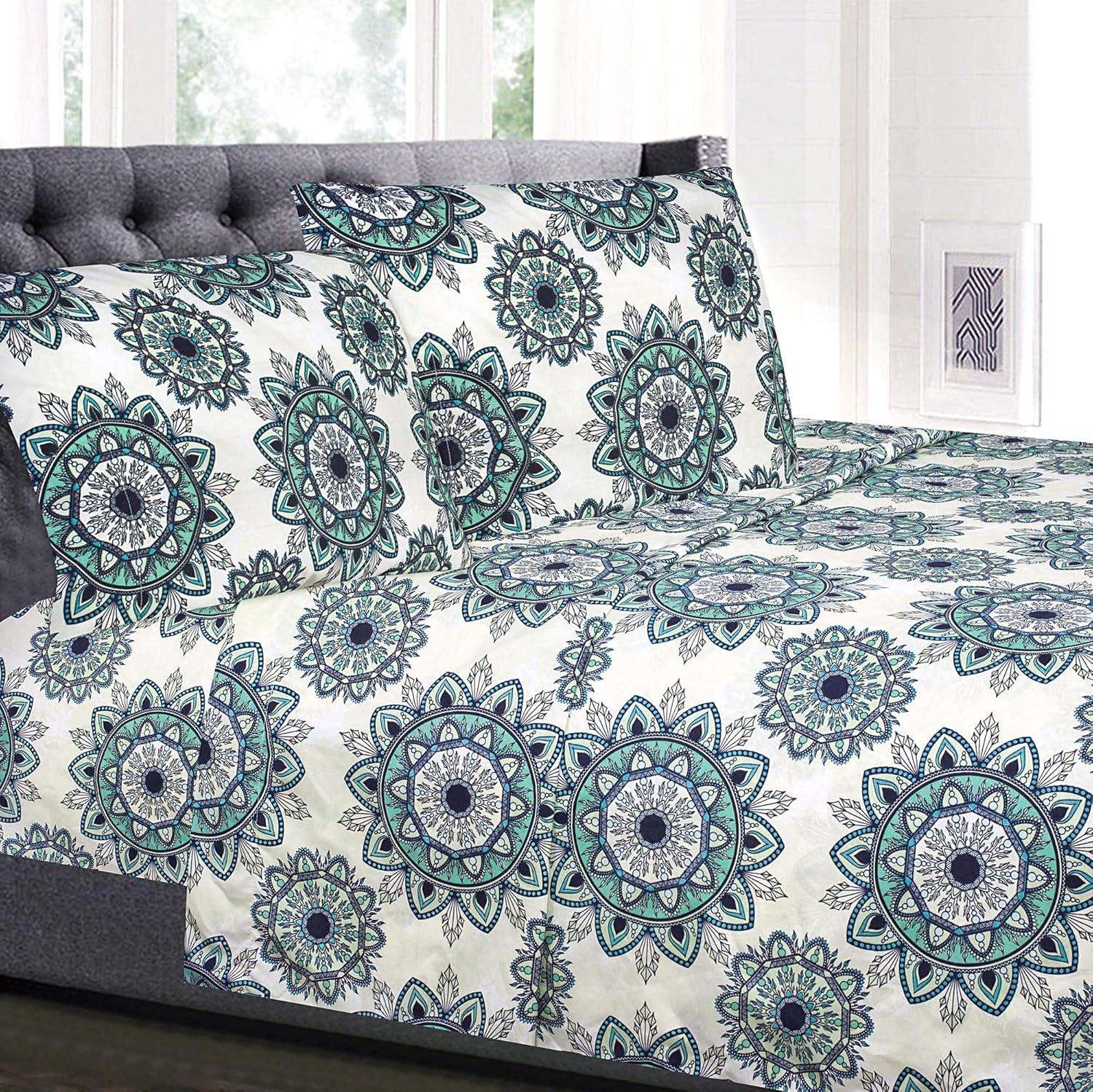 Ashley Green Mandala Pattern Full Microfiber Sheet Set