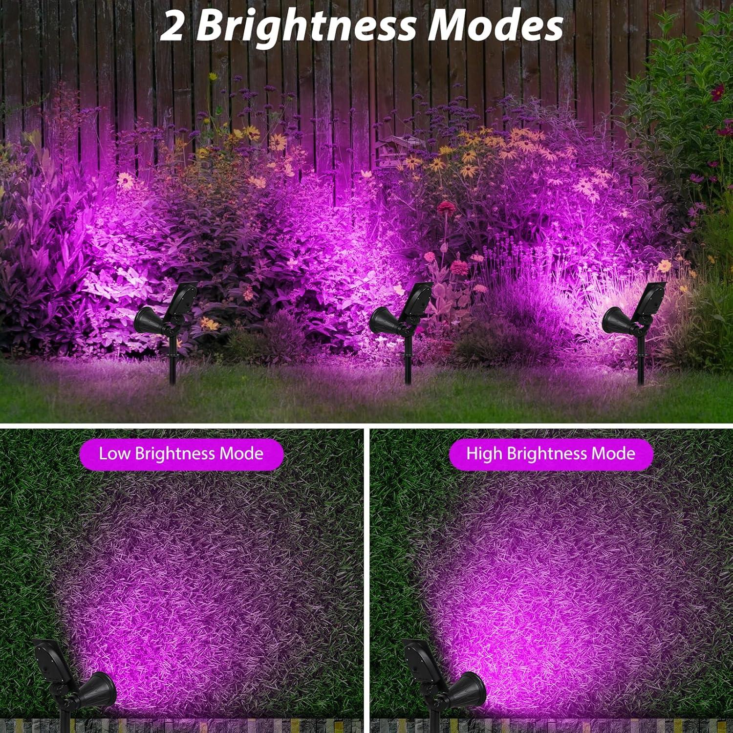 T-SUN Solar LED Spot Light Spotlight Waterproof IP65 Auto on/off Outdoor Garden Landscape Lamp (2pack,Purple)