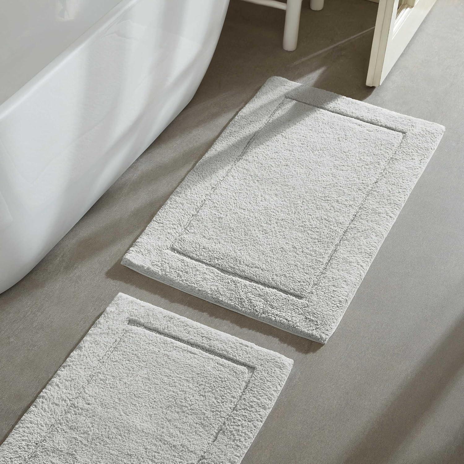 Silver Grey Cotton Tufted Bathroom Rug, 24" x 40"