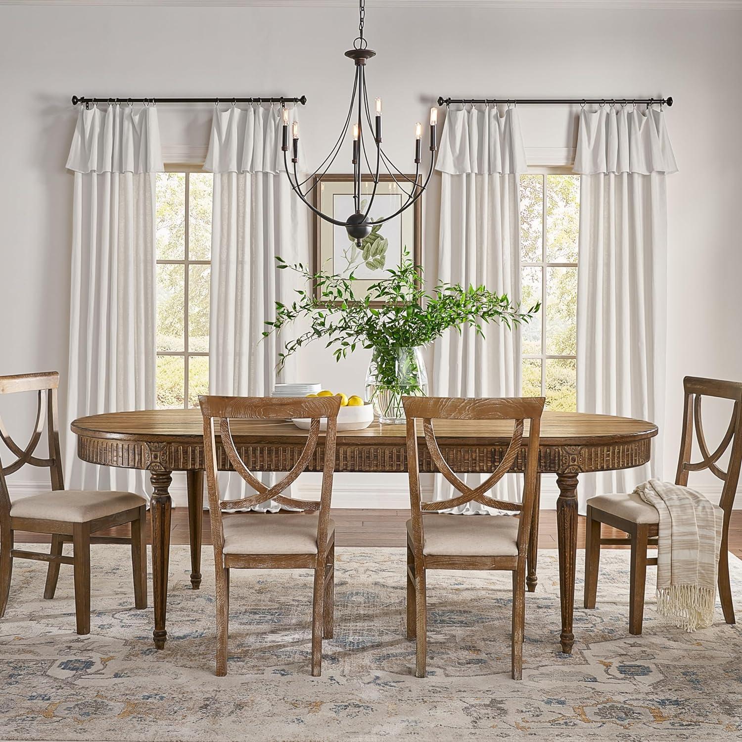 Mercantile Drop Cloth Light Filtering Ring Top Tab Farmhouse Curtain Panel with Valance Off White 63 Inches