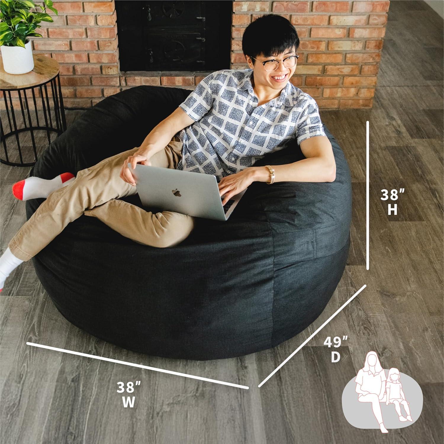 Big Joe Large 4 Foot Foam Filled Bean Bag Chair with Soft Removeable Cover