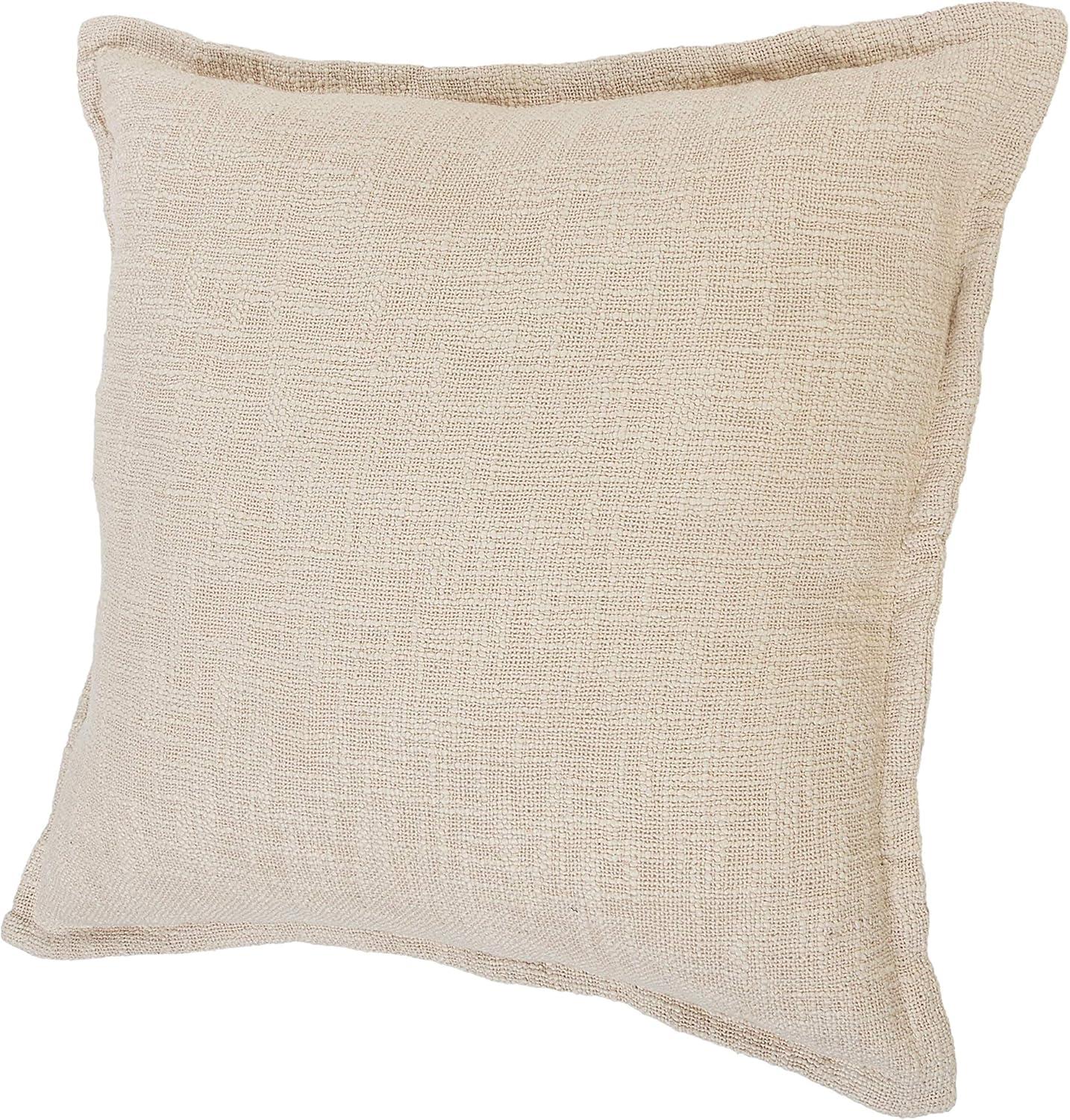 Ox Bay 20" x 20" Hand-Woven Beige Solid Organic Cotton Pillow Cover