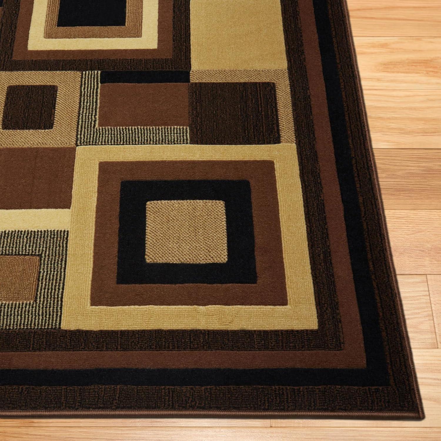 Home Dynamix Catalina Virginia Contemporary Layered Square Area Rug, Black/Brown, 5'3"x7'2"