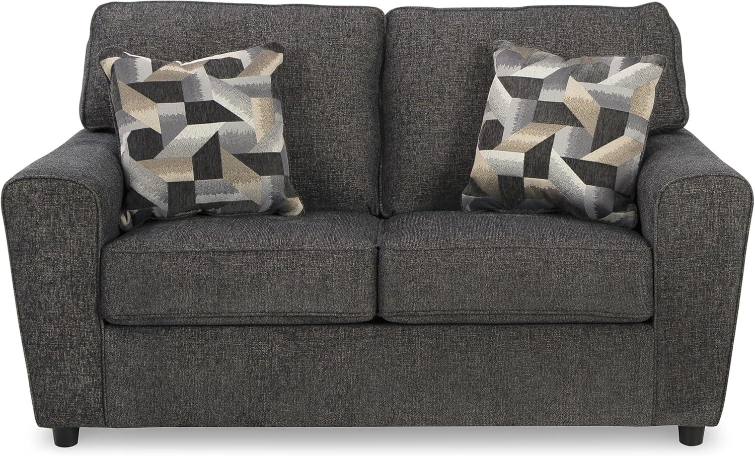 Signature Design by Ashley Cascilla Contemporary Fabric & Wood Loveseat in Gray
