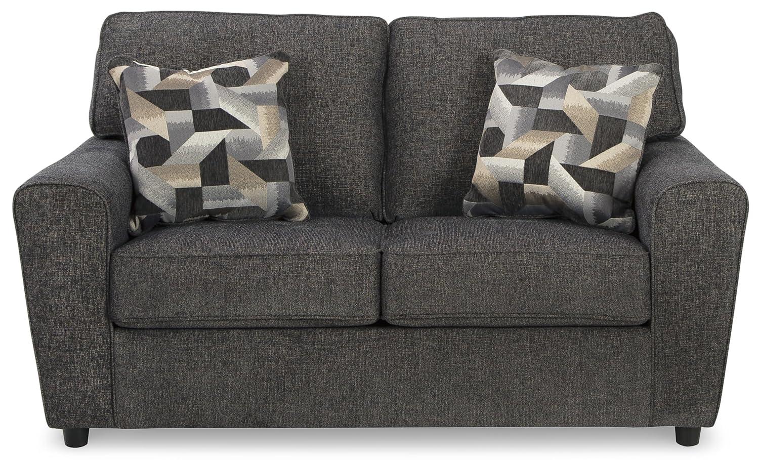 Signature Design by Ashley Cascilla Contemporary Fabric & Wood Loveseat in Gray