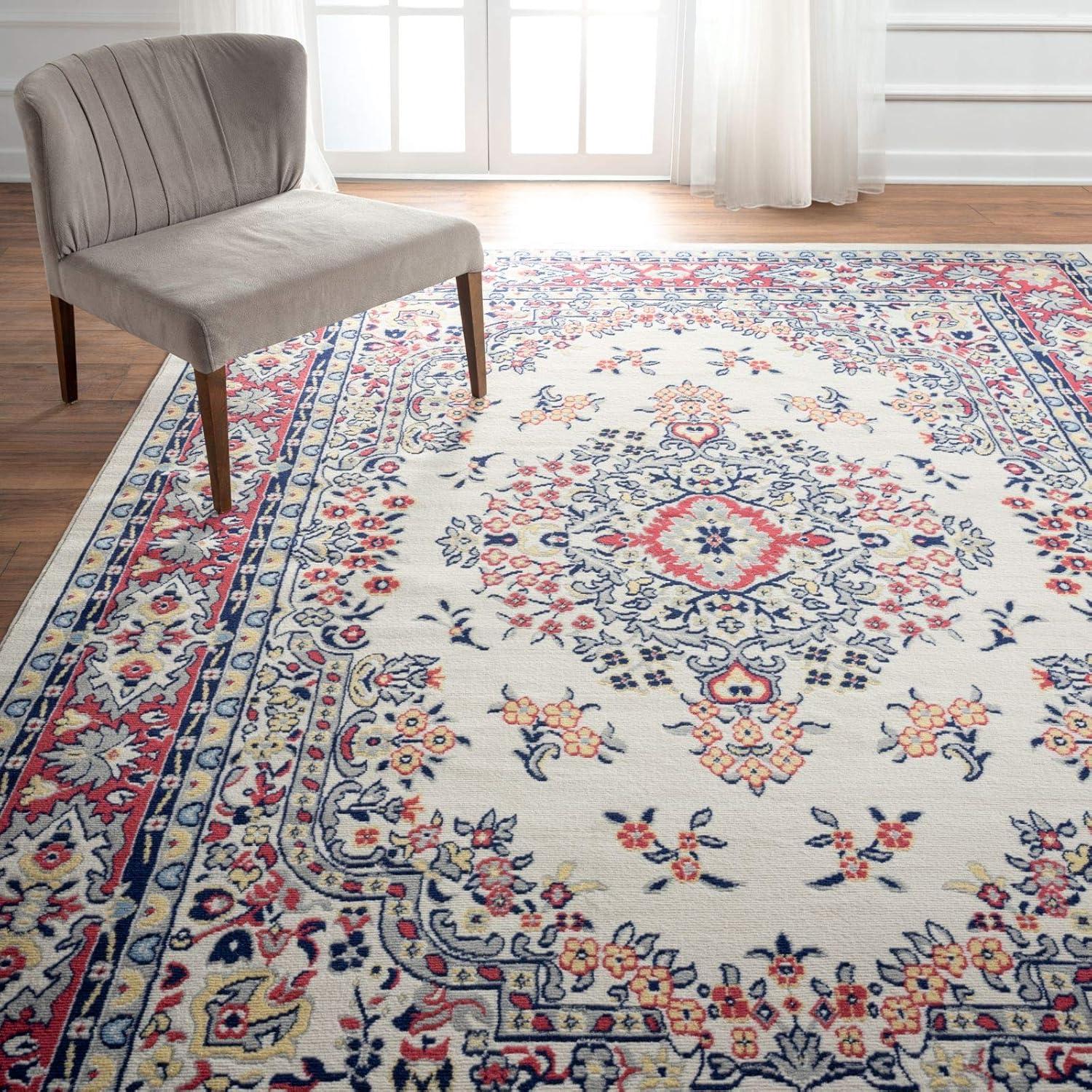 Home Dynamix Premium Sakarya Traditional Medallion Area Rug, Ivory/Red, 5'3"x7'5"