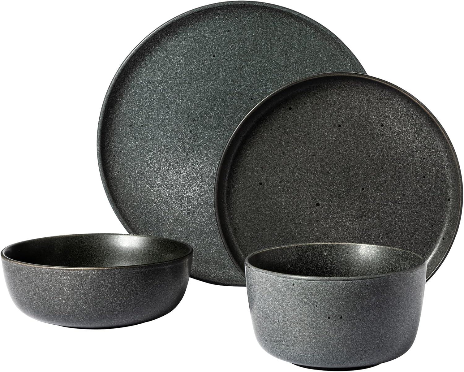 Gibson Elite James Street 16 Piece Stoneware Matte Reactive Double Bowl Dinnerware Set