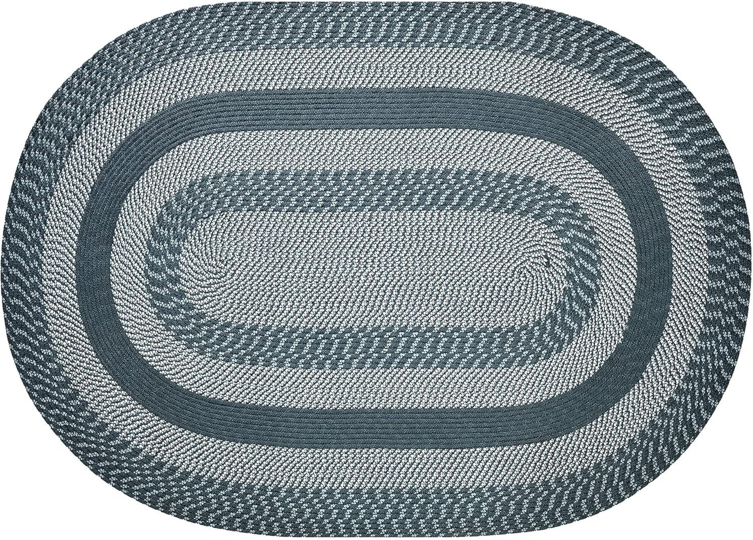 42" x 66" Newport Braid Collection Sage 100% Polypropylene Stripe Pattern Reversible Indoor Utility Oval Rug  - Better Trends