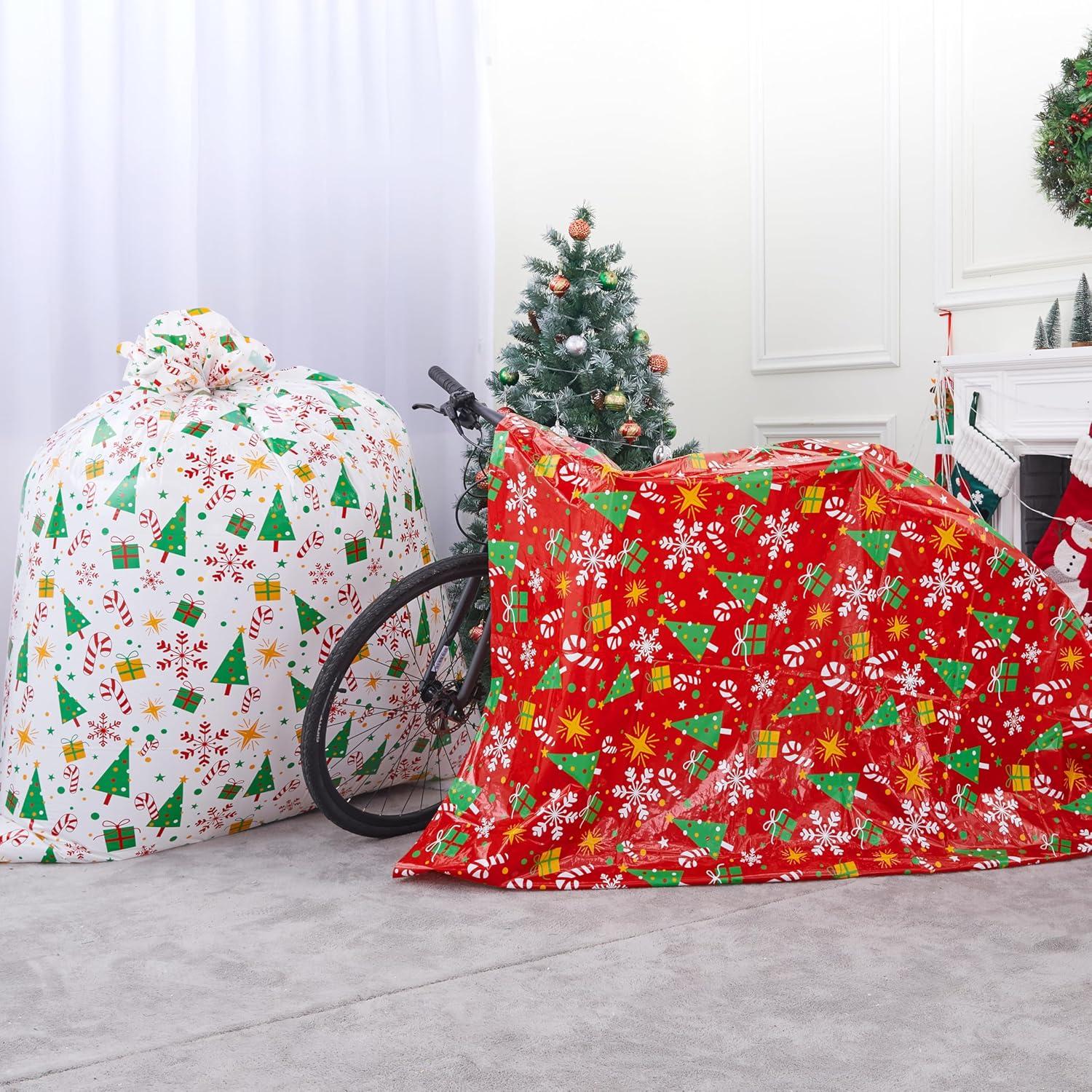 JOYFY 2 PCS Gift Bags Jumbo Christmas Bike Bags with Gift Tags - 72” x 60” Bags for Xmas Gift