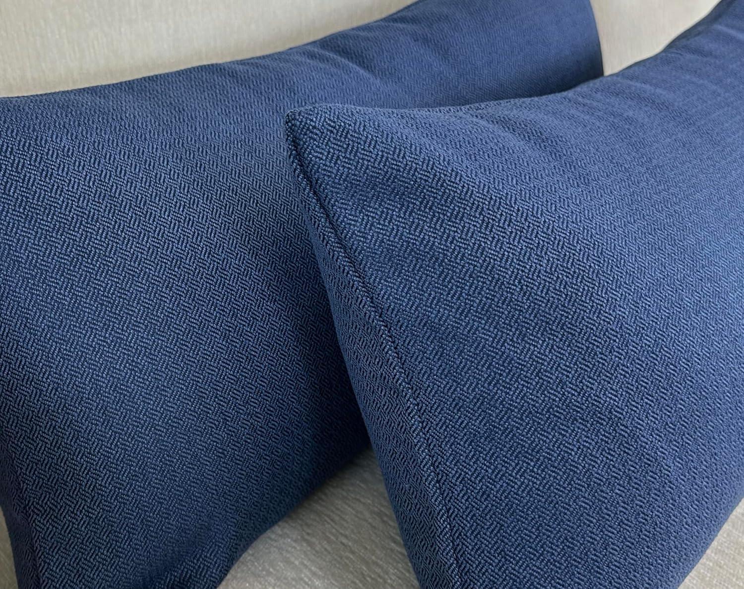 Aiking 2 Pieces of 12" x 24" Brushed 100% Polyester Decorative Lumbar Pillow Covers, Zipper Closure, Navy