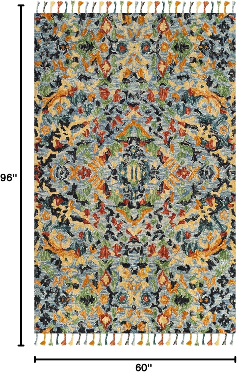 Blossom BLM452 Hand Tufted Area Rug - Blue/Multi - 5'x8' - Safavieh.