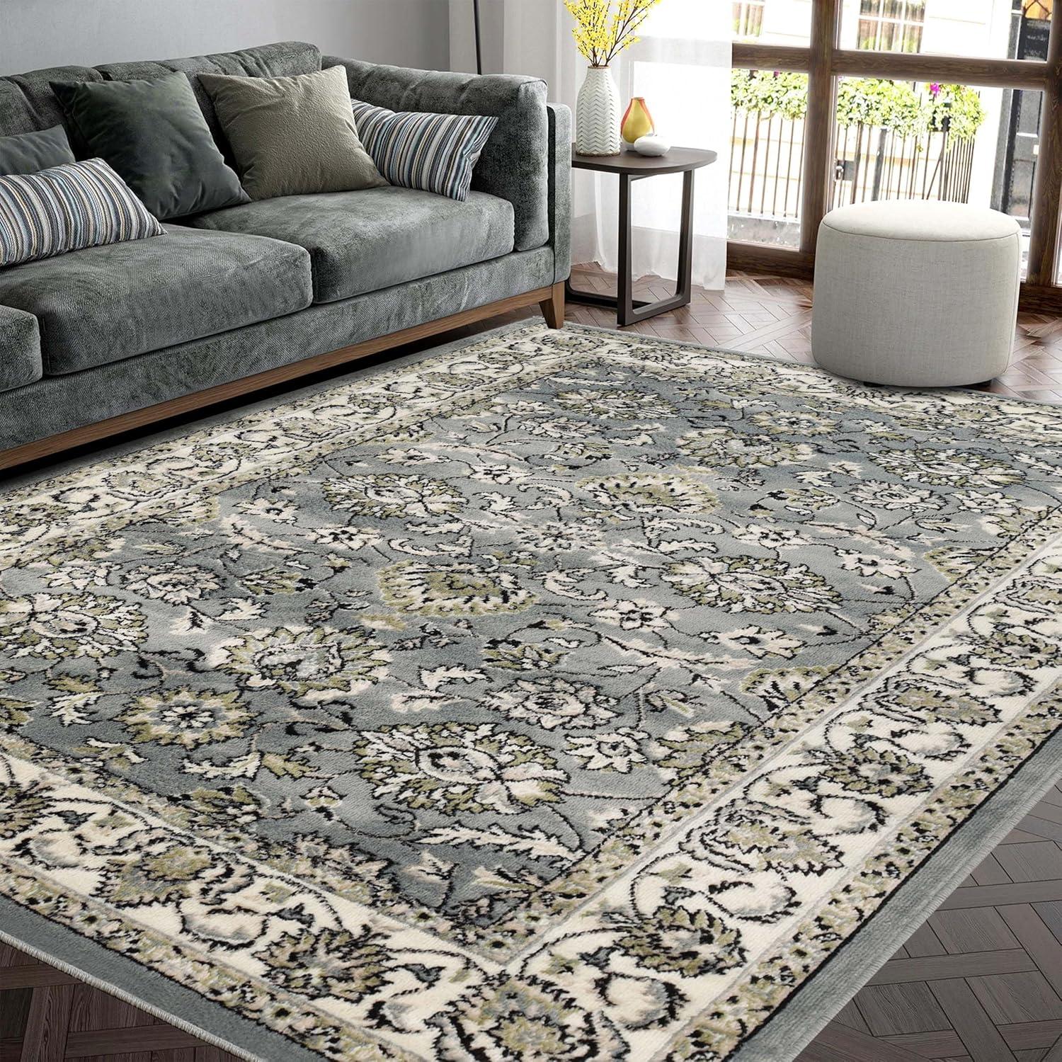 Superior Traditional Floral Area Rug 8' x 10', Indoor Rugs For Living Room Bedroom, Cream