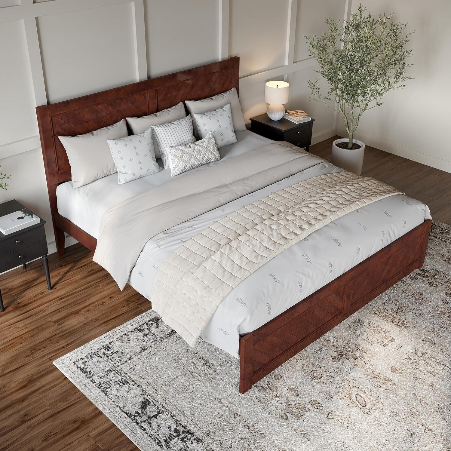 AFI Canyon Walnut Solid Wood Platform Bed with Matching Footboard, King