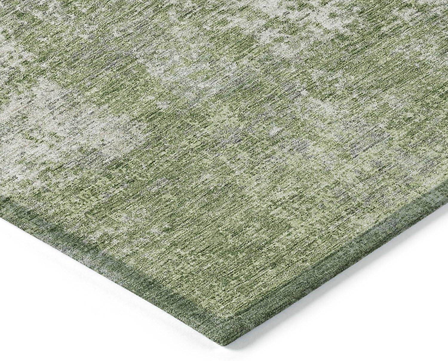 Green Abstract Flat Woven Synthetic Indoor Outdoor Rug