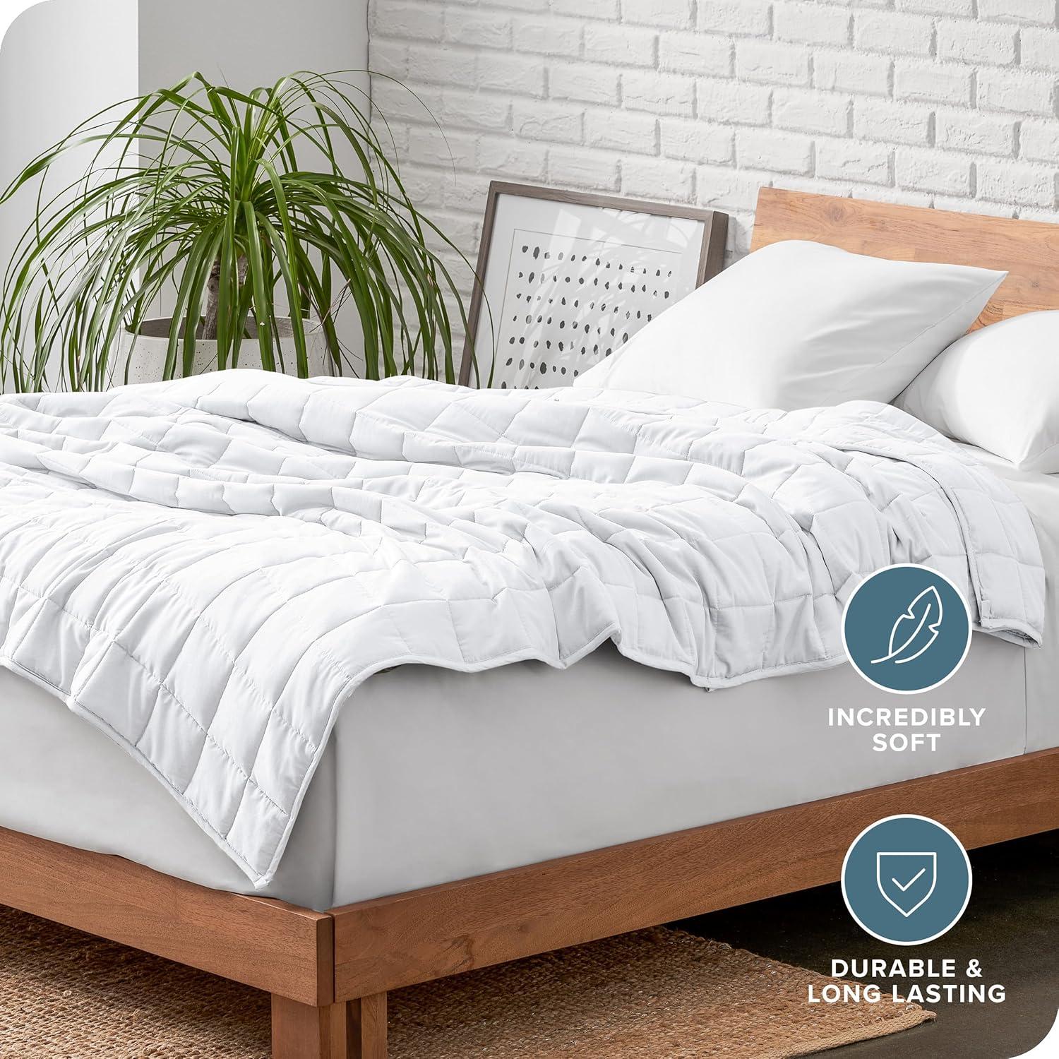 12 lb 48" x 72" Weighted Blanket Cotton White by Bare Home