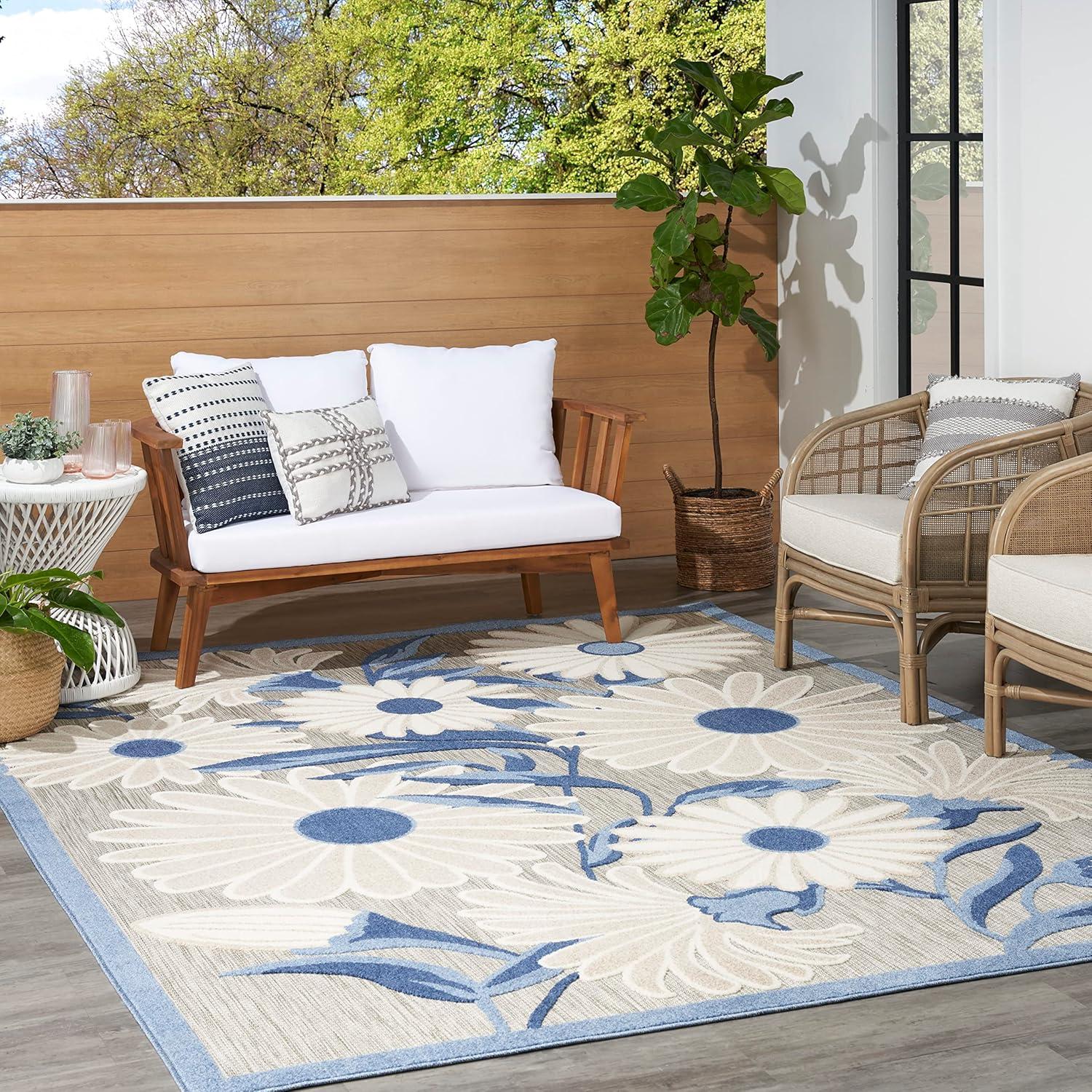 Nourison Aloha Daisy Flower Flatweave Outdoor Rug