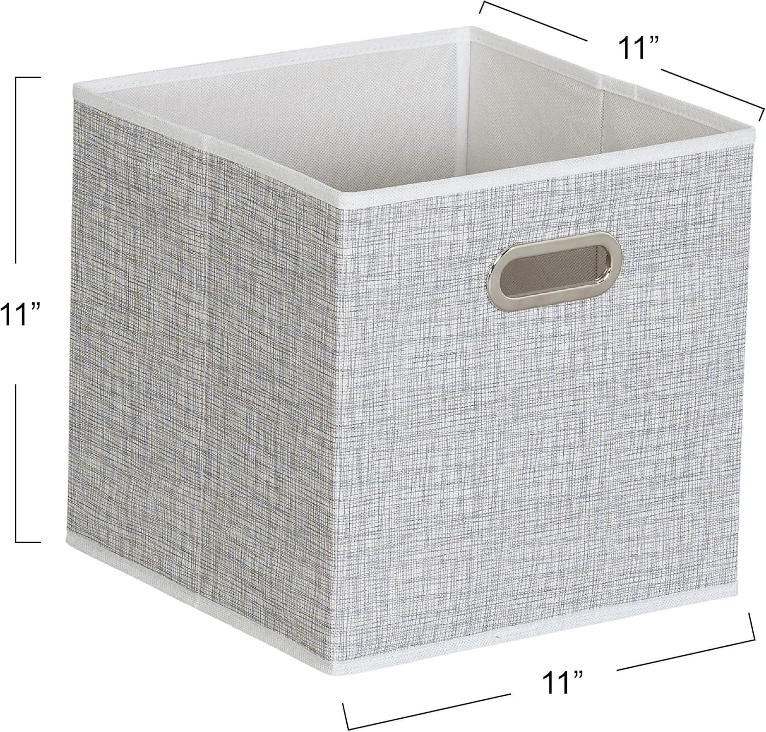 Household Essentials 6 ct Open Fabric Cube Storage Bins, White Mix