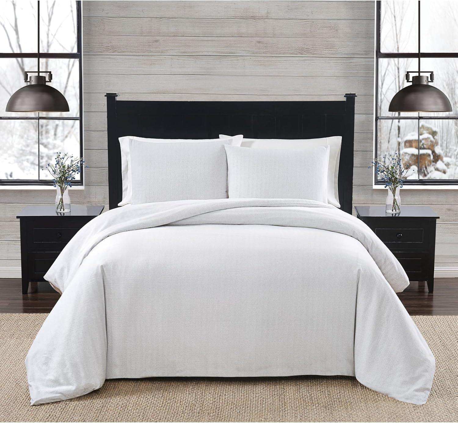 London Fog London Fog Herringbone Flannel Duvet Cover Set