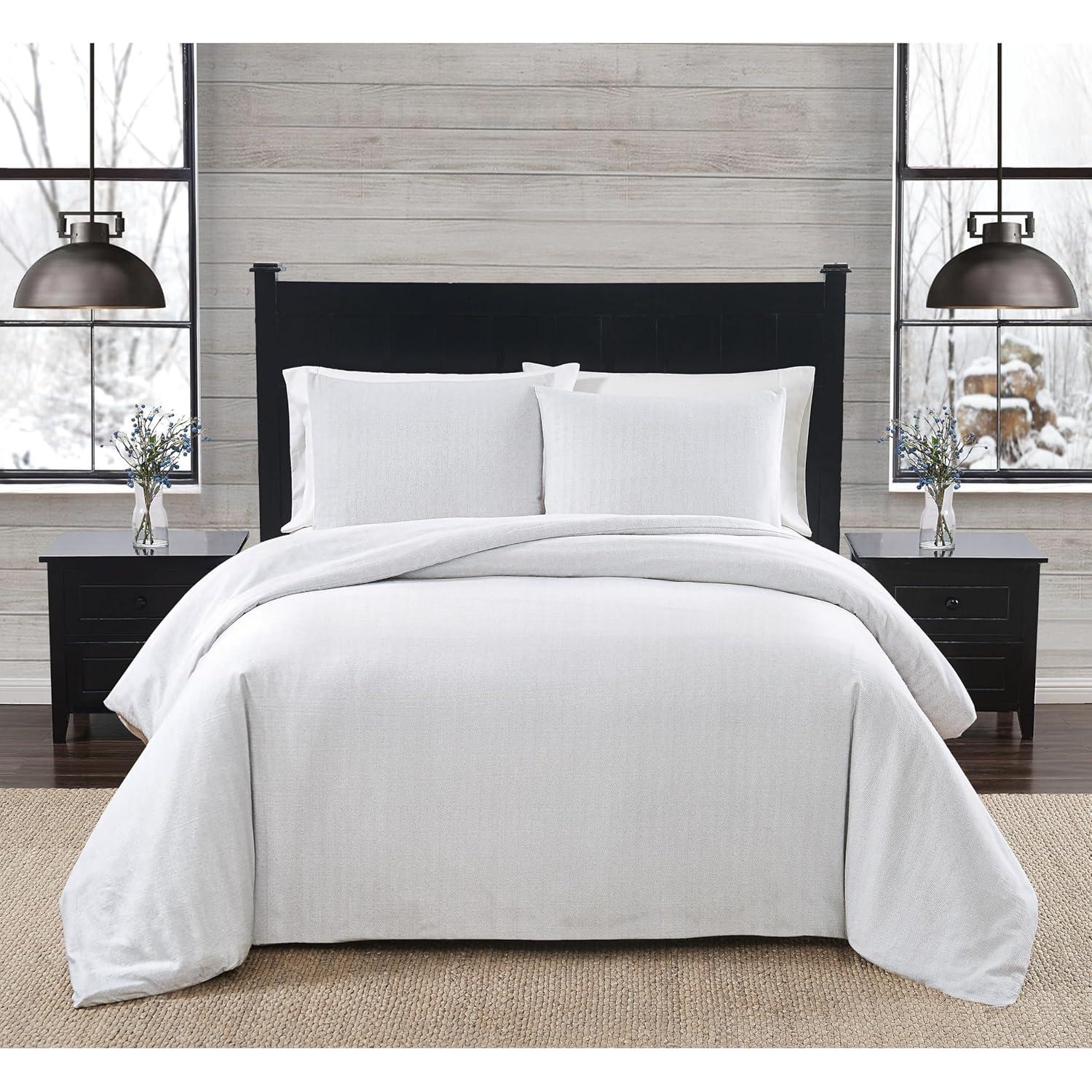 London Fog London Fog Herringbone Flannel Duvet Cover Set
